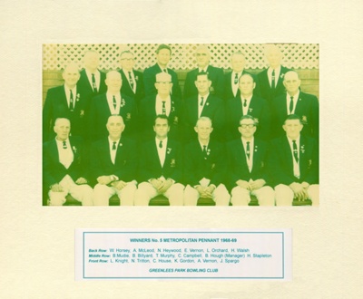 Bowls - Winners No.5 Metropolitan Pennant 1968-1969; 1968 - 1969; P0033 Bowls - Winners No.5 Metropolitan Pennant 1968-1969; 1968 - 1969; P0033
