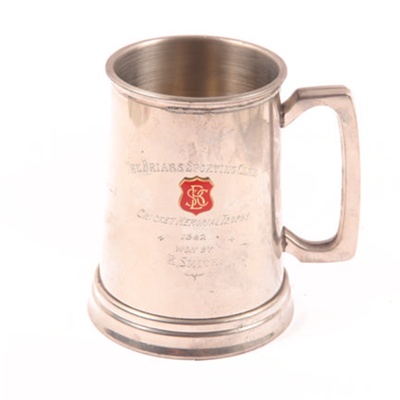 Object - Pewter Tankard - Briars Sporting Club - Cricket Memorial Trophy - 1982 - Won by R. Smith.; 1982; OB0224 Object - Pewter Tankard - Briars Sporting Club - Cricket Memorial Trophy - 1982 - Won by R. Smith.; 1982; OB0224