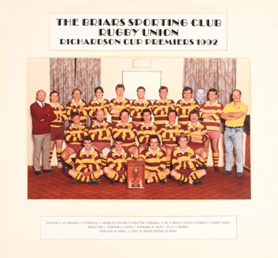 Rugby - Richardson Cup premiers 1992; 1992; P0146 Rugby - Richardson Cup premiers 1992; 1992; P0146
