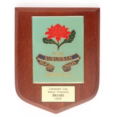 Plaque - Campbell Cup - Minor Premiers Briars - Suburban Rugby Union Australia; 1995; OB0213 Plaque - Campbell Cup - Minor Premiers Briars - Suburban Rugby Union Australia; 1995; OB0213