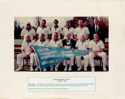 Bowls - Pennant Winner - Zone 11, Grade 1996; 1996; P0036 Bowls - Pennant Winner - Zone 11, Grade 1996; 1996; P0036