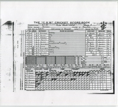Cricket Scorecard - M&S Competition; 1981; OB0269-A Cricket Scorecard - M&S Competition; 1981; OB0269-A