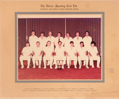 Cricket - Municipal & Shire B Grade Premiers 1982-1983; 1982 - 1983; P0083 Cricket - Municipal & Shire B Grade Premiers 1982-1983; 1982 - 1983; P0083