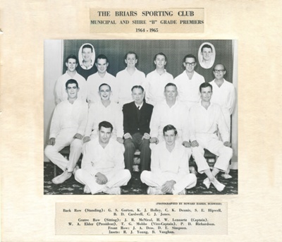 Cricket - Municipal & Shire B Grade Premiers 1964-1965; 1964 - 1965; P0080 Cricket - Municipal & Shire B Grade Premiers 1964-1965; 1964 - 1965; P0080