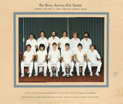 Cricket - Municipal & Shire A Grade Undefeated Premiers 1984-1985; 1984 - 1985; P0085 Cricket - Municipal & Shire A Grade Undefeated Premiers 1984-1985; 1984 - 1985; P0085