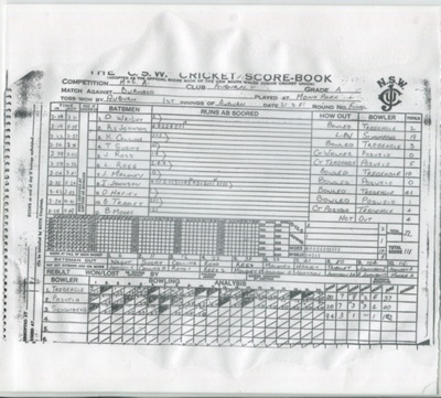 Cricket Scorecard - M&S Competition; 1981; OB0268-B Cricket Scorecard - M&S Competition; 1981; OB0268-B