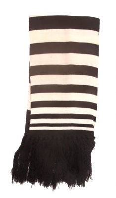 Textile - Black and white woollen scarf; T160 Textile - Black and white woollen scarf; T160