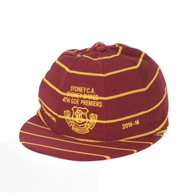 Cricket cap: Sydney CA Sydney Shires 4th grade premiers Club Champions 2015-2016; 2015 - 2016; T114 Cricket cap: Sydney CA Sydney Shires 4th grade premiers Club Champions 2015-2016; 2015 - 2016; T114
