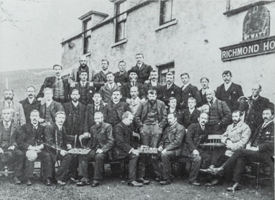 Photograph of draughts players outside The Richmond Arms, later The Grouse Inn, Cabrach; 1890s; CT.2022.03.19