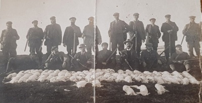 Photograph, annual white hare shoot, Cabrach; 1920s; CT.2024.02.13