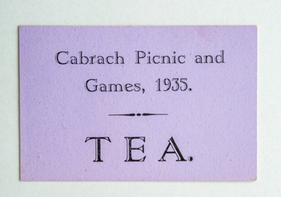 Tea ticket for the Cabrach Picnic; 1935; CT.2022.03.12