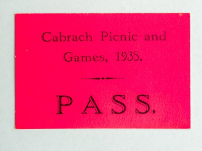 Ticket for the Cabrach Picnic; 1935; CT.2022.03.11