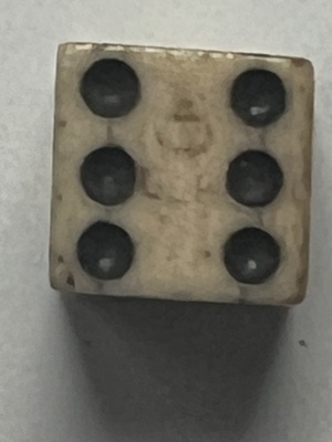 Set of 1765 Revolutionary War Bone Dice with Tax Stamp; 1765; 2024.1