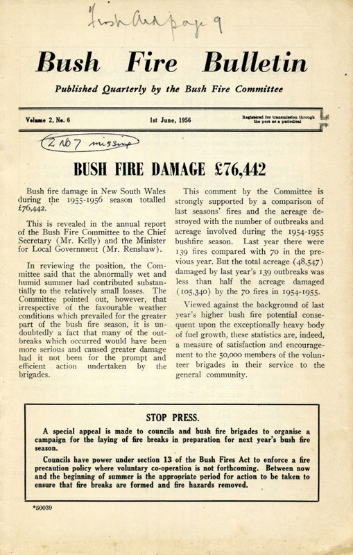 Bush Fire Bulletin V2 N6 June; 1956 | eHive