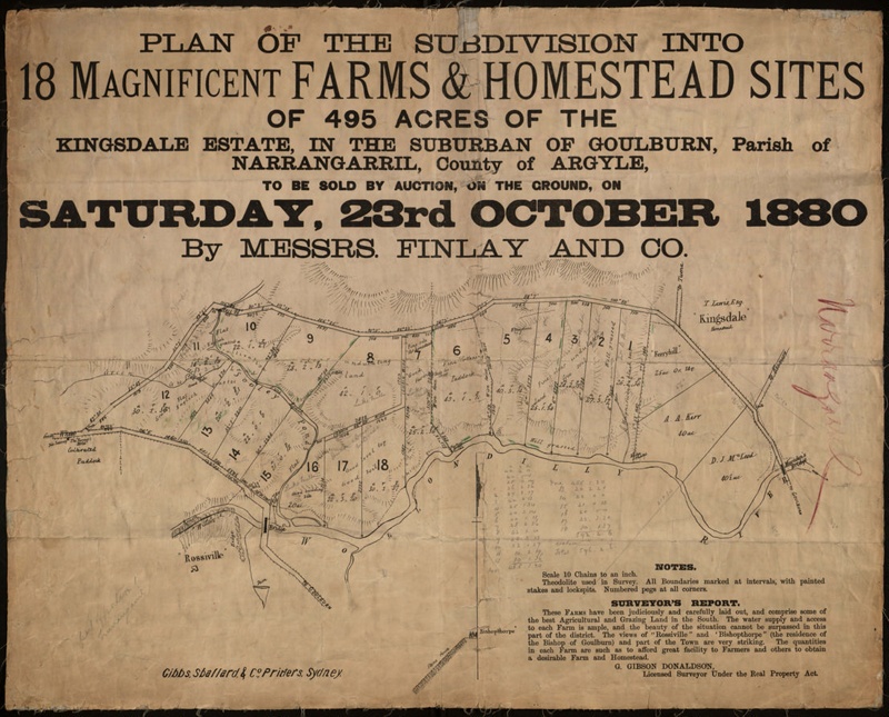 Plan of the Subdivision into 18 Magnificent Farms and Homesteads; G ...