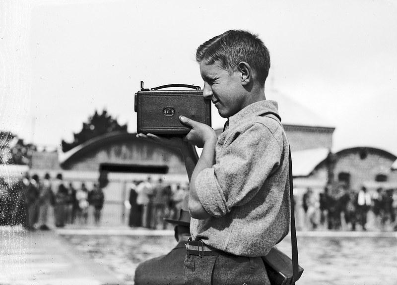 1950 Canterbury Centennial Celebrations. Boy with Camera. Christchurch