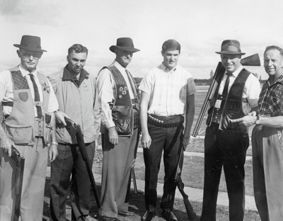 Sport. Trap Shooting. Club Members Posed with Their Shotguns. Christchurch, Canterbury, New Zealand. image item