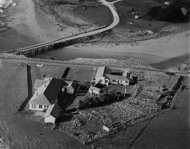 Aerial. Unidentified River Mouth, Canterbury, New Zealand.