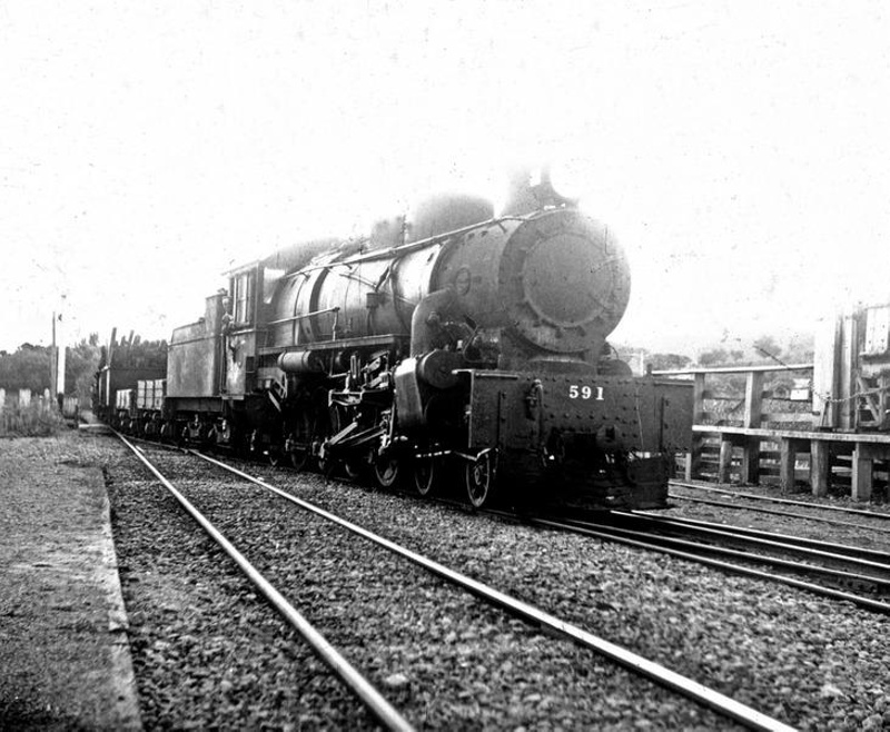 Railway. Steam Locomotive, "X" Class, No 591, 4-8-2. New Zealand.