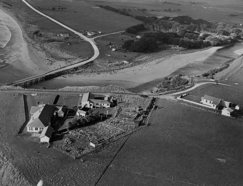 Aerial. Unidentified River Mouth, Canterbury, New Zealand.