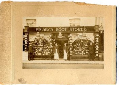 Photograph of Frisby's Boot Stores with 2 assistants standing outside ...