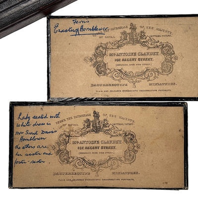 Pair of Tinted Stereo Daguerreotypes in original leathered box; Claudet, Antoine; c. 1855; M-V010