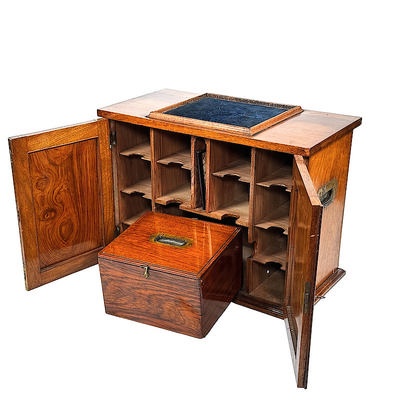 Boxed Stereoscope 'The Achromatic Table Stereoscope' with Original Large Storage Base with Double Doors; Smith, Beck & Beck; c. 1860; M-ST082