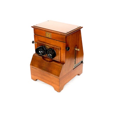 Tray-Stereoscope 'Planox Universel' with Original Storage Cabinet containing its Original Photo Collection; Plocq, Alexandre; c. 1929; M-SF003