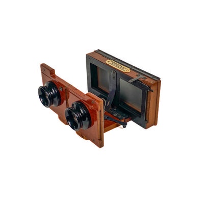 Foldable Stereoscope 'Stéréoscope pliant en acajou'; Richard, Jules; c. 1910; M-SH094