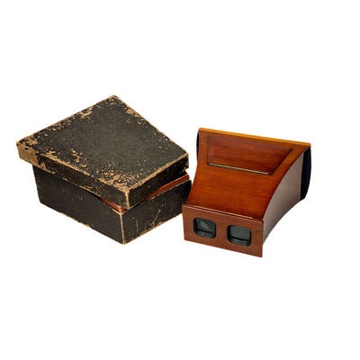 Brewster Stereoscope, Prismatic Lenses, with Original Storage Box; c. 1890; M-SH0102