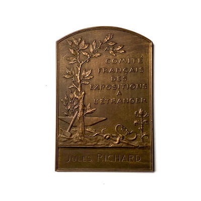 Plaque Jules Richard, 'Comité Français des Expositions à l'Étranger'; Bottée, Louis; c. 1899; M-A013