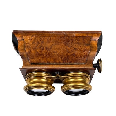 Stereoscope, Burl Walnut, Short Focus, Luxe; Mattey; 1905-1915; M-SH144