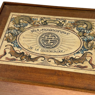 Boxed set of private colonial stereo views 'Vues Stéréoscopiques de la Conchinchine'; c. 1915; M-V008