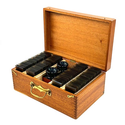 Boxed set of 200 WWI stereo views and stereoscope; Mattey; c. 1910; M-V009