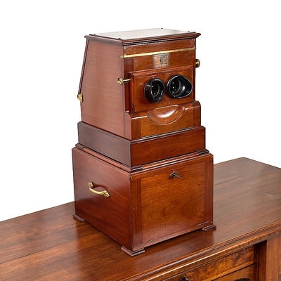 Tray-Stereoscope 'Planox' with Special Storage Desk containing its Original Photo Collection; Plocq, Alexandre; c. 1919; M-SF013