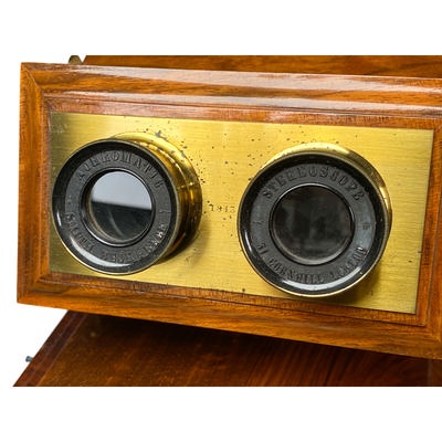 Boxed Stereoscope 'The Achromatic Table Stereoscope' with Original Storage Base; Smith, Beck & Beck; c. 1865; M-ST051