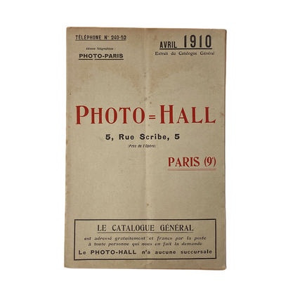 Catalogue Photo-Hall 1910; M-D072 Catalogue Photo-Hall 1910; M-D072