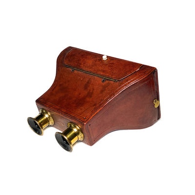 Brewster Stereoscope, Claudet Patent, Morrocan Leather, Luxe; Claudet, Antoine; c. 1855; M-SH009
