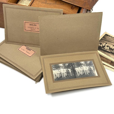 Boxed set of private colonial stereo views 'Vues Stéréoscopiques de la Conchinchine'; c. 1915; M-V008