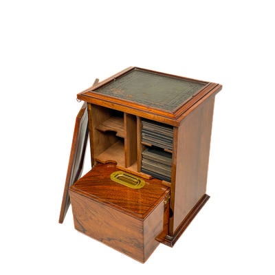 Boxed Stereoscope 'The Achromatic Table Stereoscope' with Original Storage Base; Smith, Beck & Beck; c. 1865; M-ST051