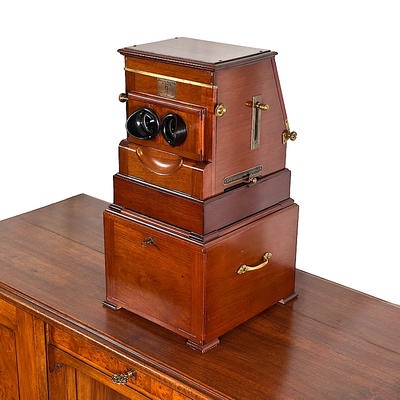 Tray-Stereoscope 'Planox' with Special Storage Desk containing its Original Photo Collection; Plocq, Alexandre; c. 1919; M-SF013
