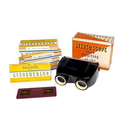 Cardboard Stereoscope with Original Storage Box and Image Sets; Brugière, Georges; c. 1970; M-SH151