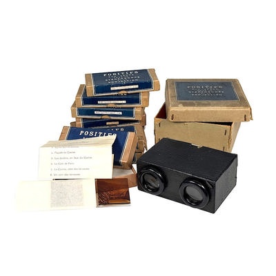 Cardboard Stereoscope with Original Storage Box and Image Sets; Brugière, Georges; c. 1940; M-SH150