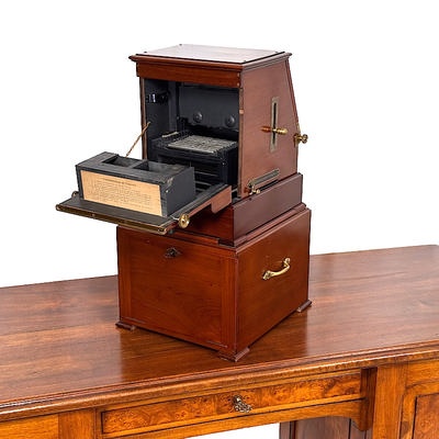 Tray-Stereoscope 'Planox' with Special Storage Desk containing its Original Photo Collection; Plocq, Alexandre; c. 1919; M-SF013