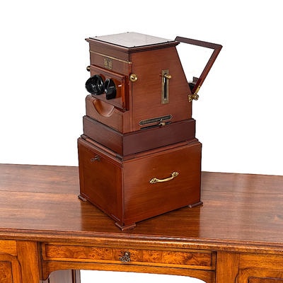 Tray-Stereoscope 'Planox' with Special Storage Desk containing its Original Photo Collection; Plocq, Alexandre; c. 1919; M-SF013