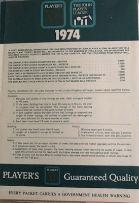 Collection of Score Cards and Programmes (Volume 3) - Robert Stallard ; 1974; SCM.002975