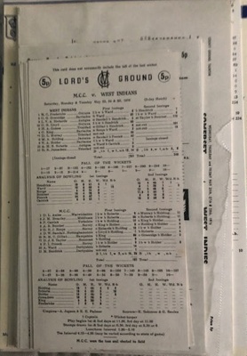 Collection of Score Cards and Programmes (Volume 1) - Robert Stallard ; 1976; SCM.002973