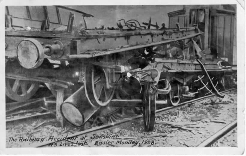 The railway accident at Sunshine, 2 B/W photographs; 1908; VFHS603pc ...