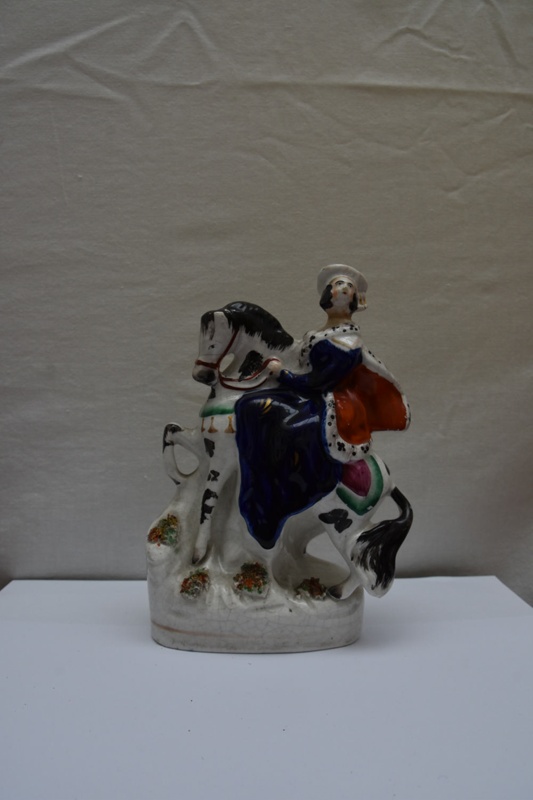 Eugenie  Staffordshire flatback: small equestrian figure; CPPOT010