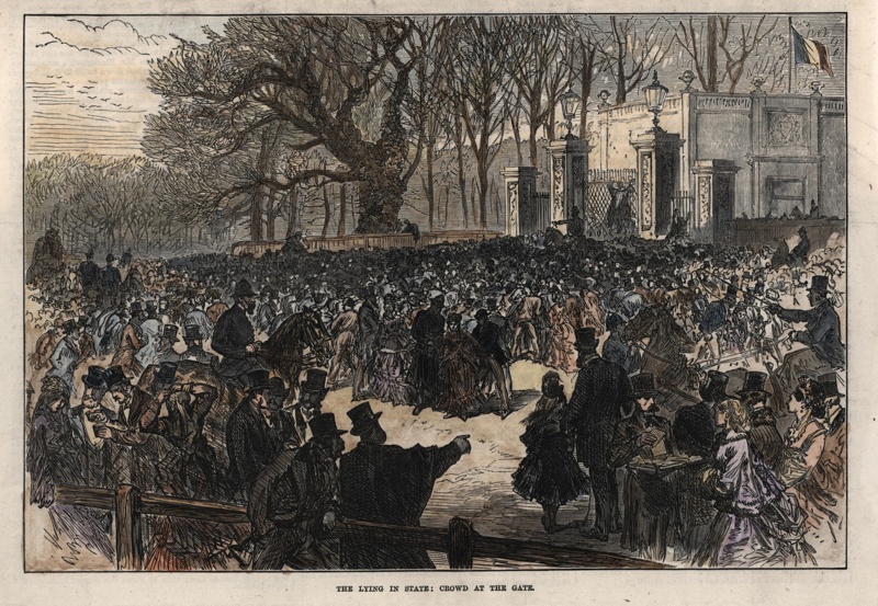 Crowds outside Camden Place after the death of Napoleon; CPPIC003